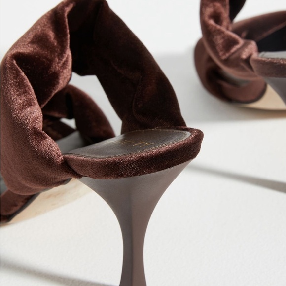 Anthropologie Brown Velvet Heels - Picture 3 of 11